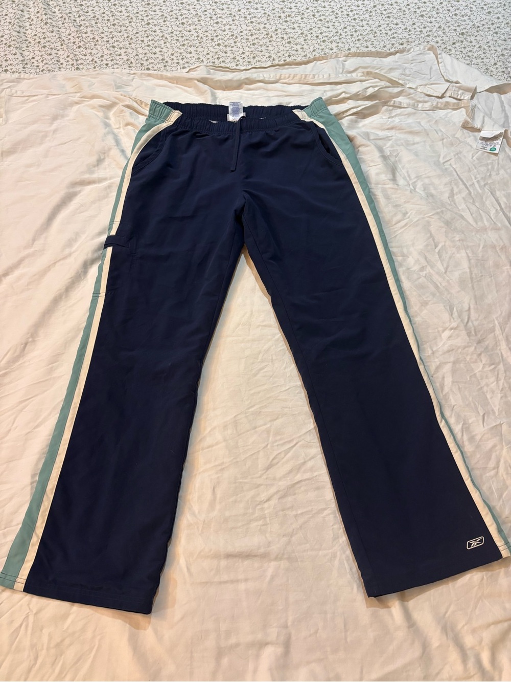 Men’s Y2K Rebook Pants, Navy with Aqua side panels